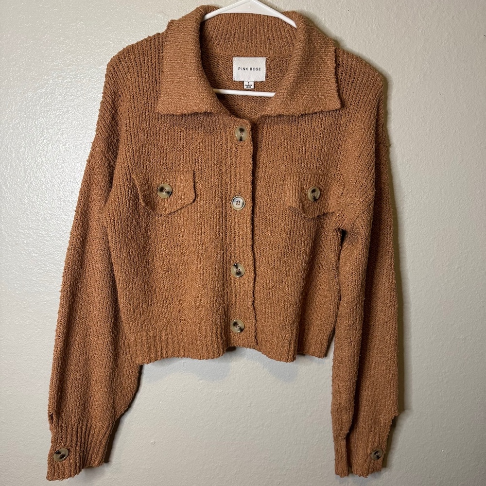 Pink Rose Oversized Cropped Cardigan size small